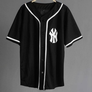 HITAM Black NY list baseball Shirt