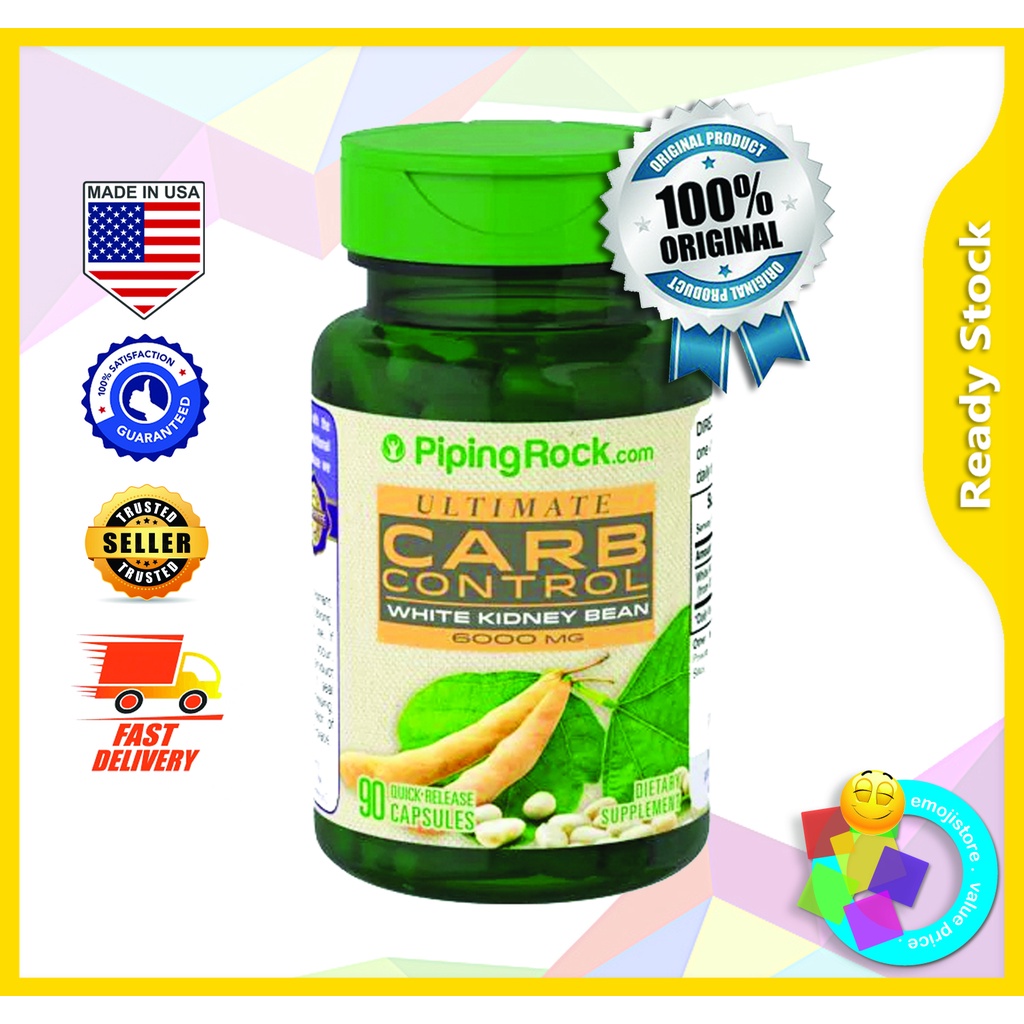 Piping Rock Carbohydrate Blocker, Carb Control White Kidney Bean 6000 mg, 90 Capsules (Weight