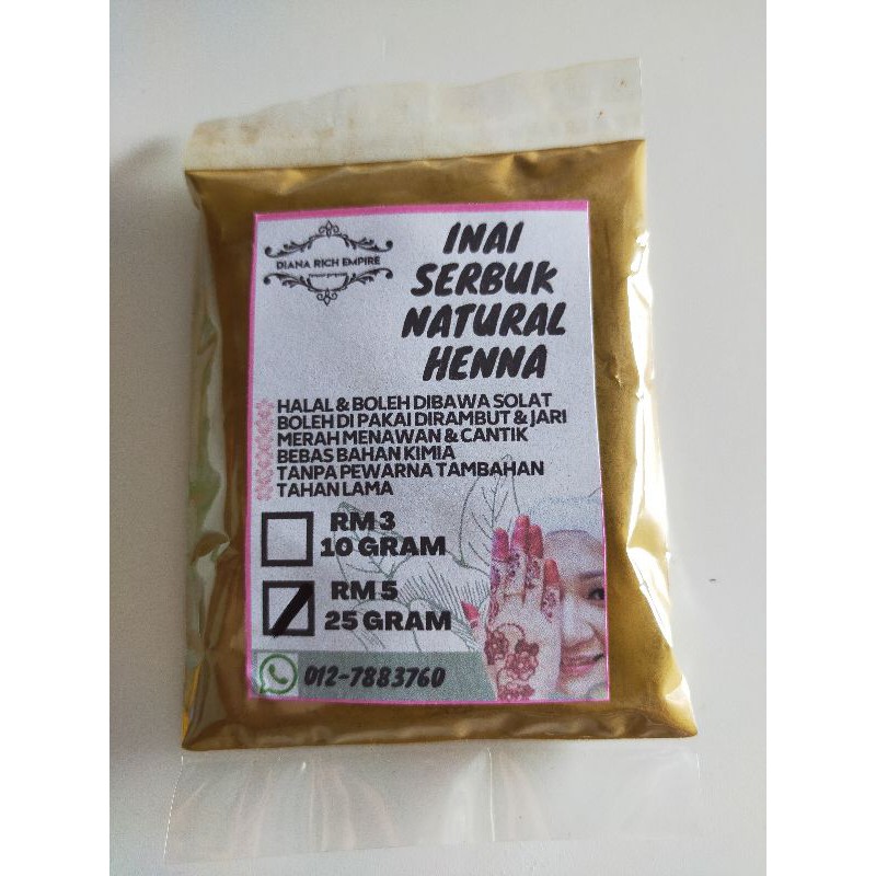 Inai serbuk Natural Henna dye rambut Hair dye 25g Fast to ship Hair Dye ...