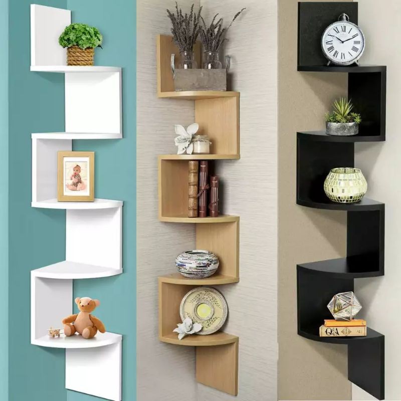 Wall Mounted Shelf Corner Shelf Display Wide Bookshelf Multipurpose