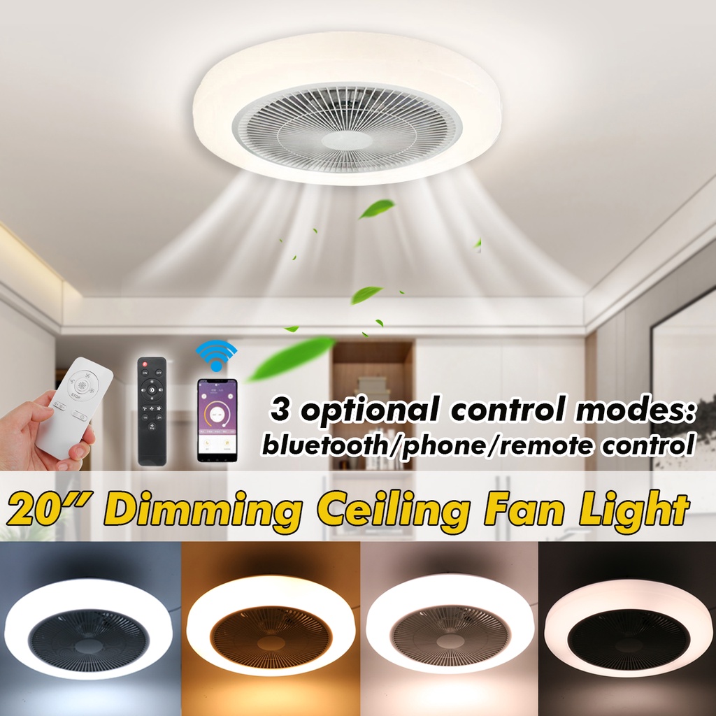 3 Modes 36W Dimmable LED Ceiling Fan Light Low Noise Ceiling Light With Fan APP & Remote Control