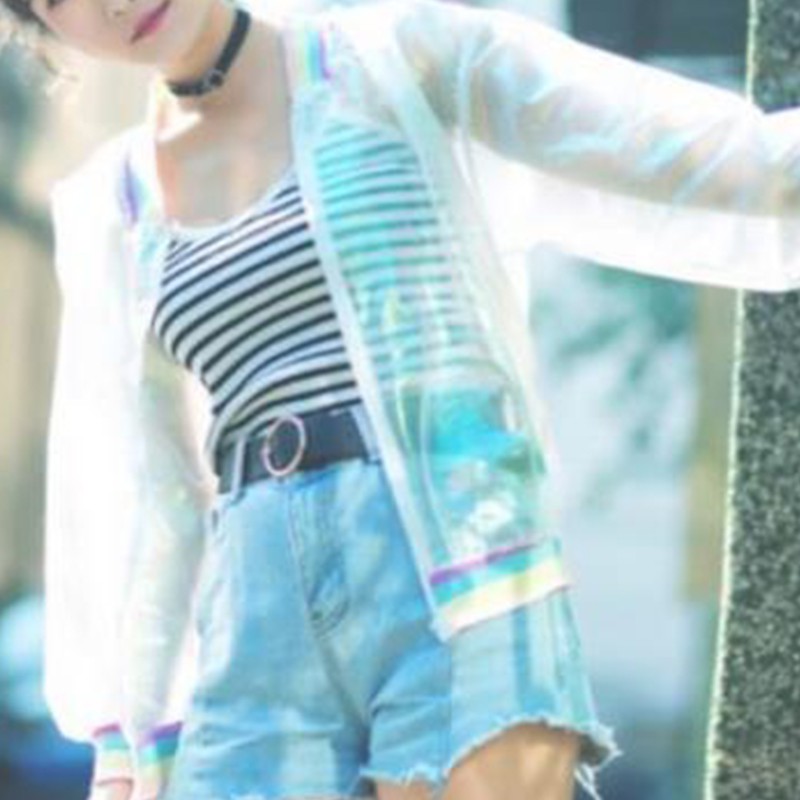 Transparent Holographic Rainbow Jacket, Iridescent Transparent