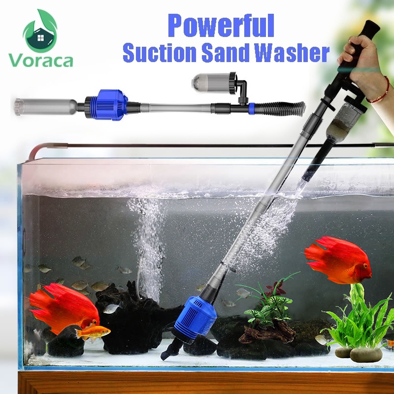 220V Aquarium Electric Syphon Operated Fish Tank Sand Washer Vacuum Gravel Water Changer Siphon Filter Aquarium Cleaner Shopee Singapore