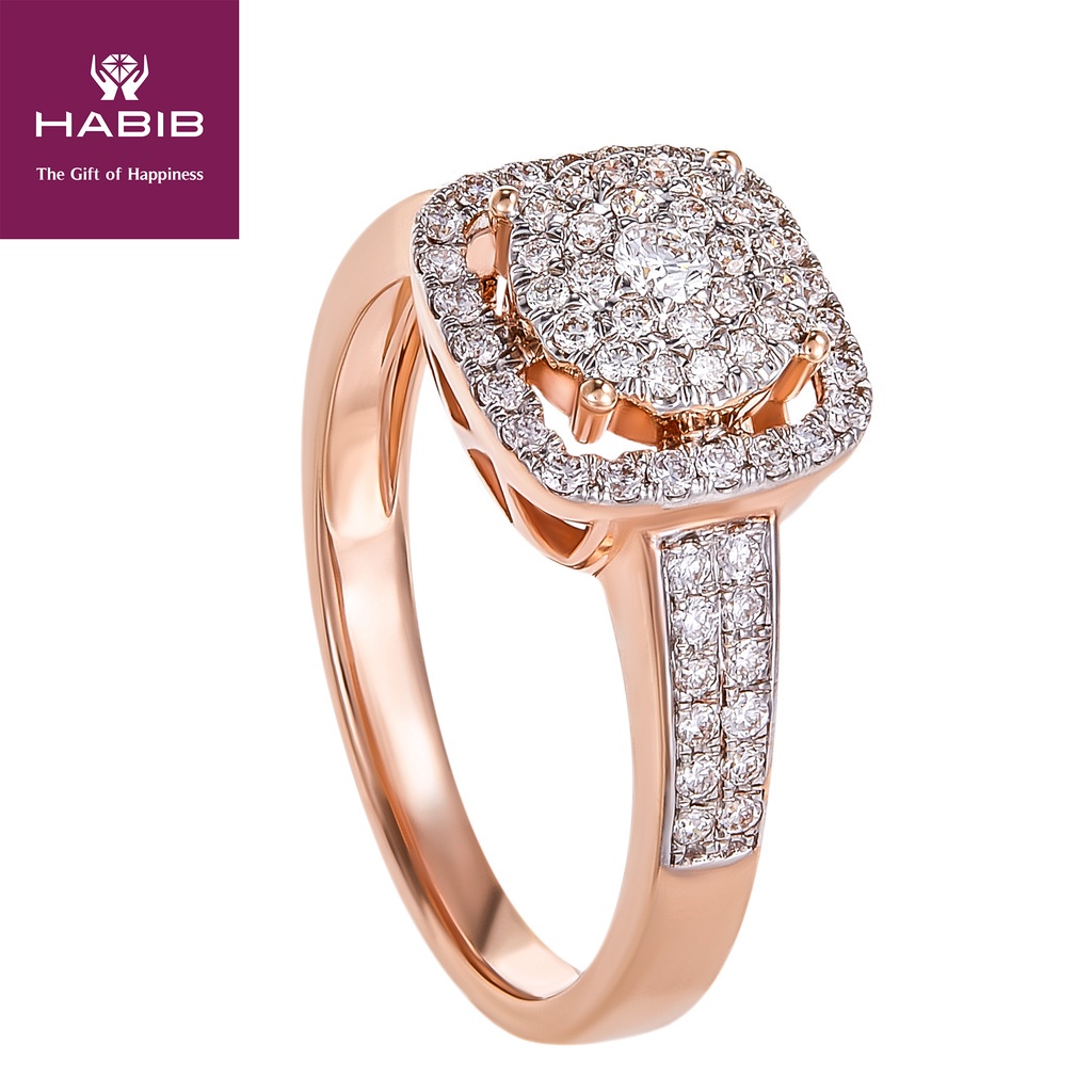 HABIB Halo Round Diamond Ring in 750 18K Rose Gold 23973 Shopee Singapore