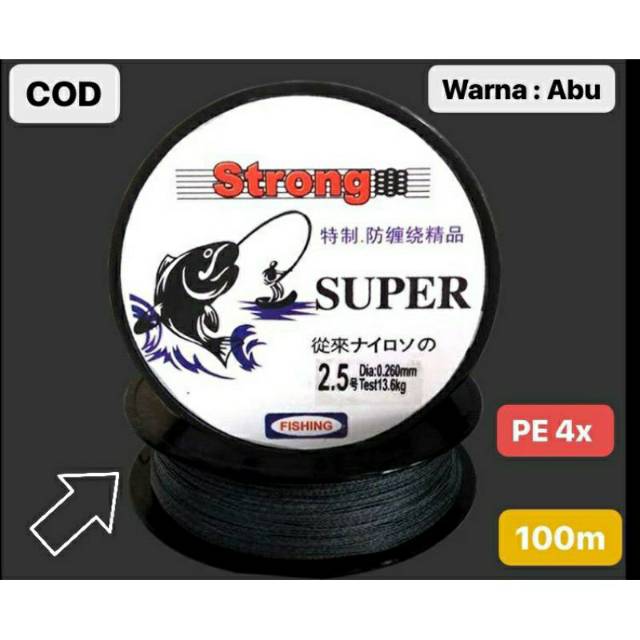 Senar Pancing PE 4X Abu 100m Super Kuat
