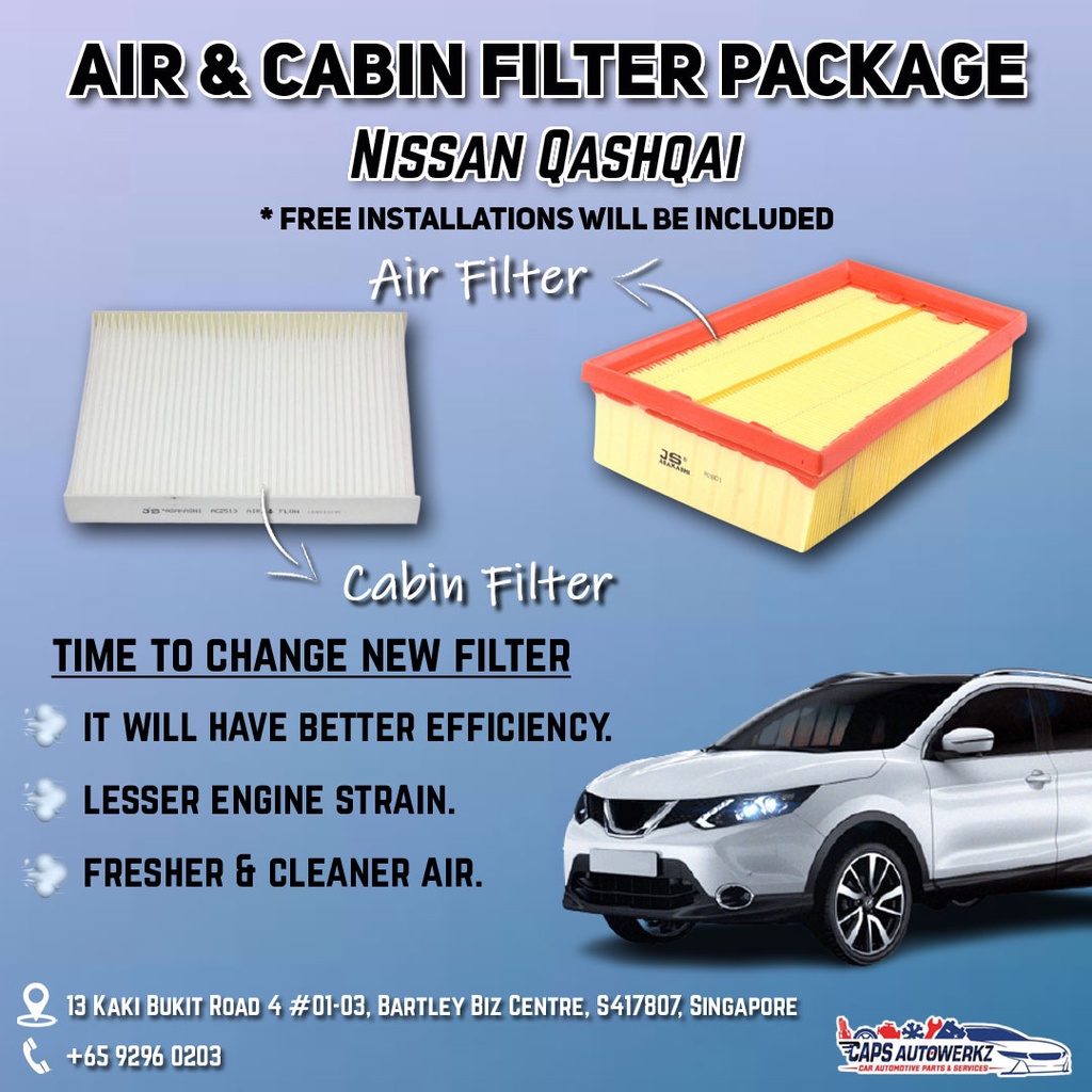Nissan Qashqai Air And Aircon Filter Package Comes With Free