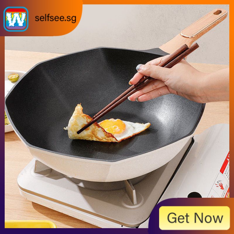 New Style Influencer Octagonal Pan Wok Medical Stone Color Non-Stick ...