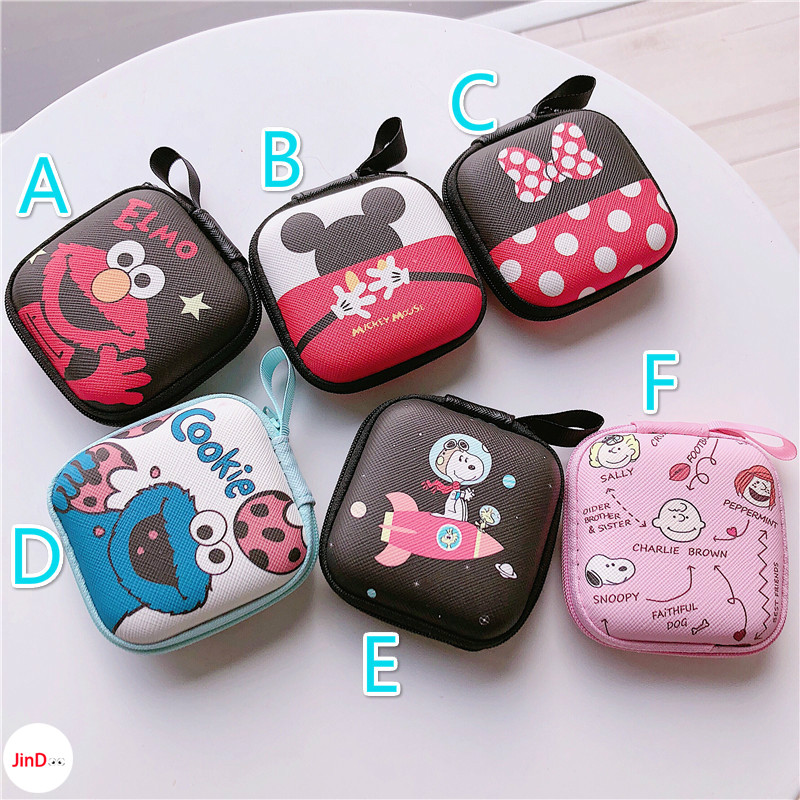 Mini Portable bag Coin Purse Cute Snoopy Mickey Storage Box