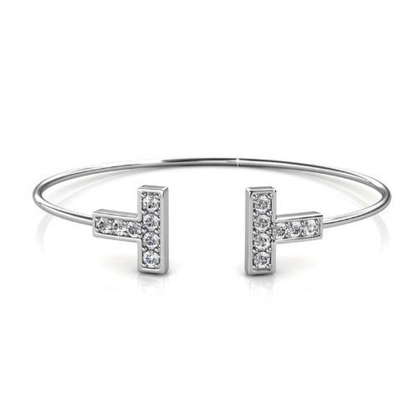 Hermies Bangle (White Gold)  - Made with Swarovski Crystals