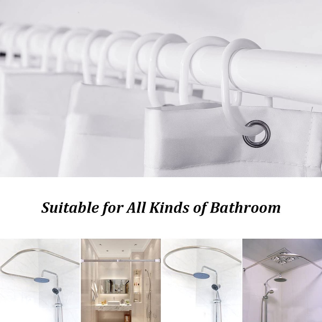 Shower Curtain for Bathroom with 12 Hooks, Polyester Fabric Machine ...