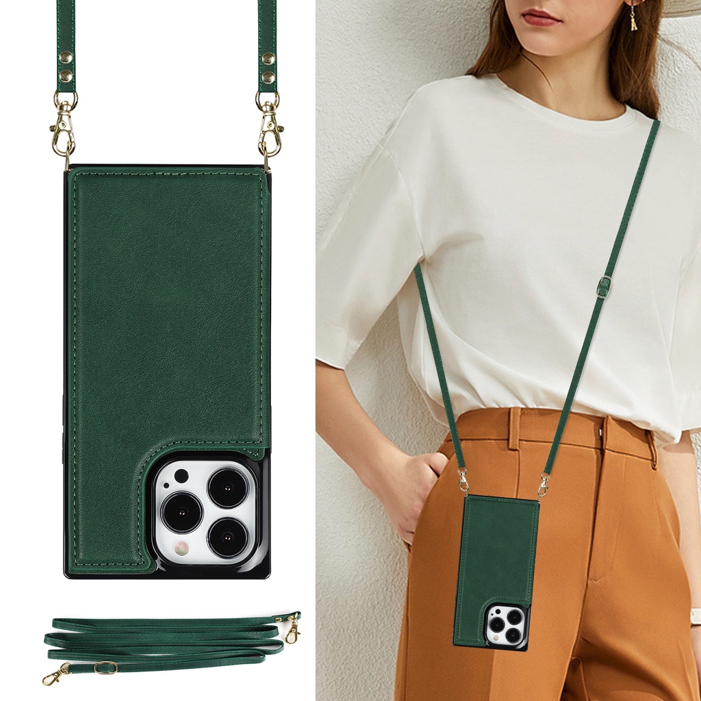 Card Case For iphone 16 17 Pro Max With Diagonal Strap lanyard Mobile ...