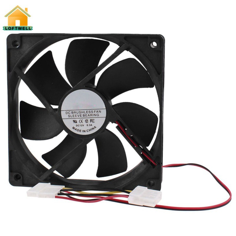 PC Brushless DC Cooling Fan 4 Pin Connector 7 Blades 12V 12cm 120mm ...