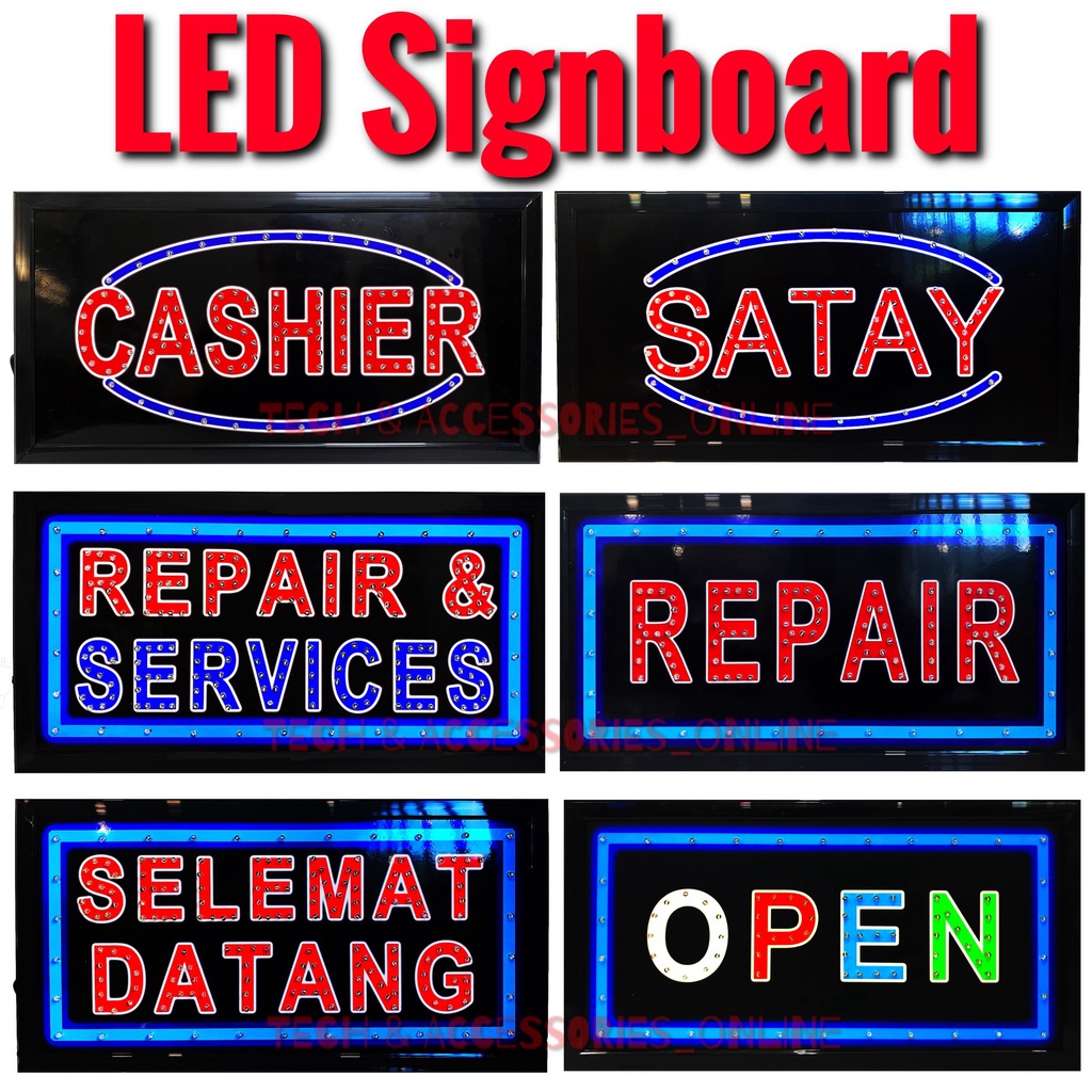 LED Signboard Display Light with Metal Hang Chain for CASHIER , REPAIR ...