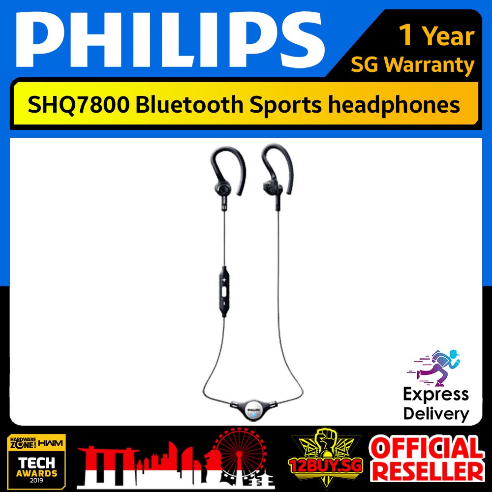 Philips SHQ7800BK Bluetooth sports headphones earphones Wireless Official Reseller 12BUY.AUDIO Express Delivery Shopee Singapore