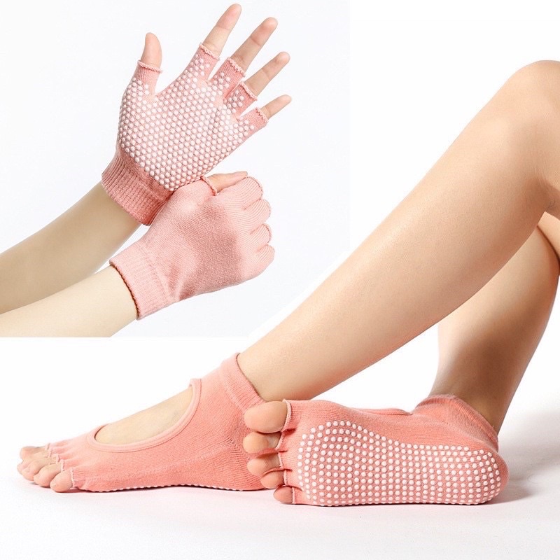 Premium Grade Best Quality yoga Gloves socks With Button Anti Slip Shopee Singapore