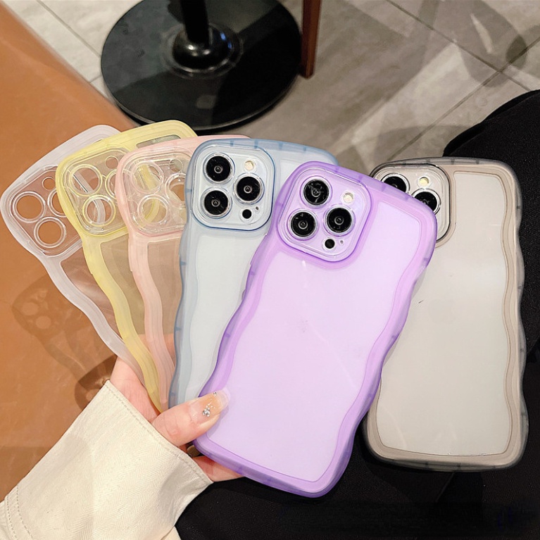 Luxury Cute Transparent Curly Wave Case OPPO Reno 8 7 6 5 4 Pro 5G Shockproof Clear Soft Silicone Cover