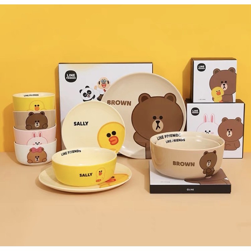 Line Friends Brown Cony Choco Sally Ceramic Rice Noodle Soup Bowls Shopee Singapore 