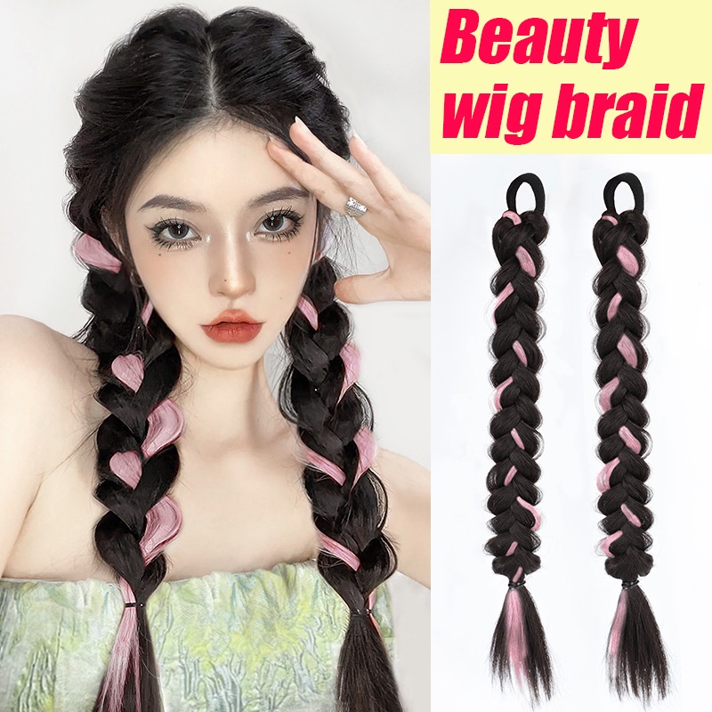 Wig Braids Hair Extension Woman Twin Ponytail Hot Girl Braids Wig Color ...