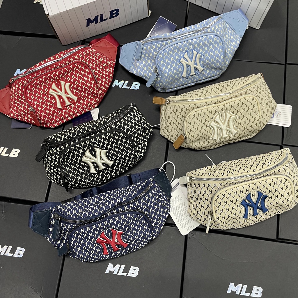 MLB Monogram Jacquard New York Yankees Hip Sack NY Logo Waist Bag