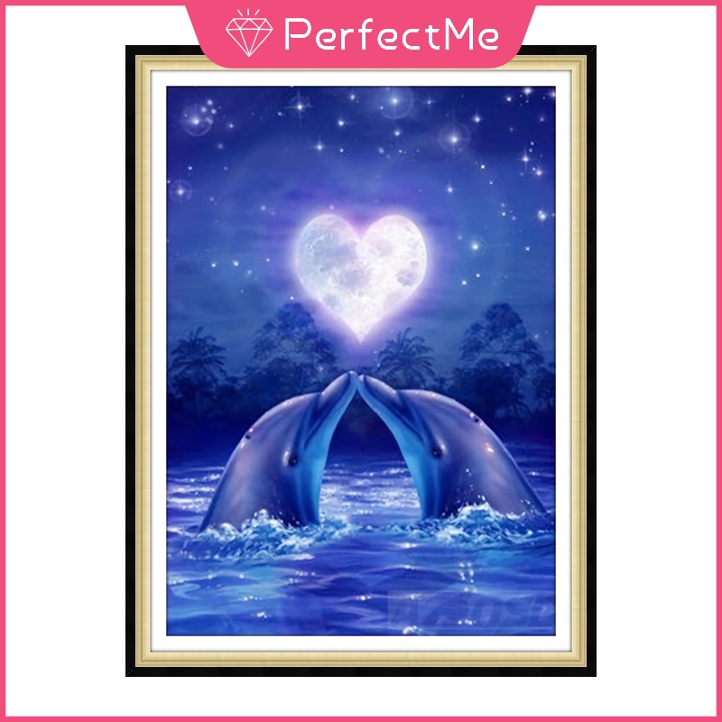 PL] 5D DIY Diamond Painting Dolphin Cross Stitch Kit Full Diamond