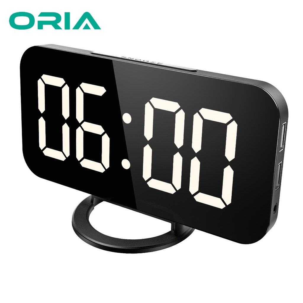 ORIA Digital Alarm Clock With Large Mirror Surface LED Screen Display