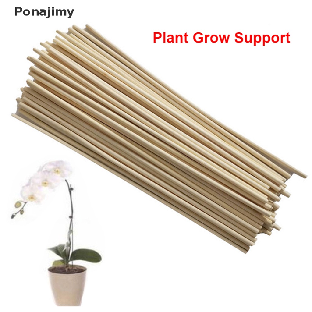 Ponajimy 50pcs Wooden Plant Grow Support Bamboo Plant Sticks for Flower