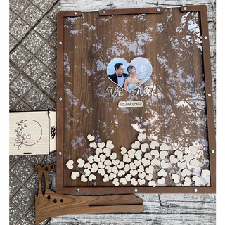 Wedding Guest Book Wooden Guest Sign In Book With Hearts Shape Wooden Chips  Storage Box Pens Wood Frame Drop Box Guestbooks Creative Wedding  Decorations For Reception Festival Creative Wedding Guest Book Wedding