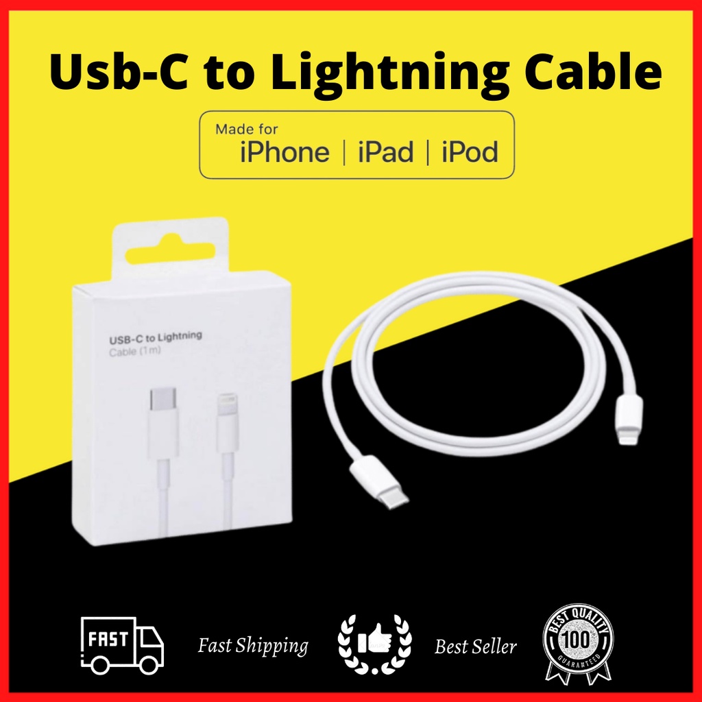 USB-C to Lightning Cable for iPhone Ipad 1 Meter Wayar iPhone / iPhone ...