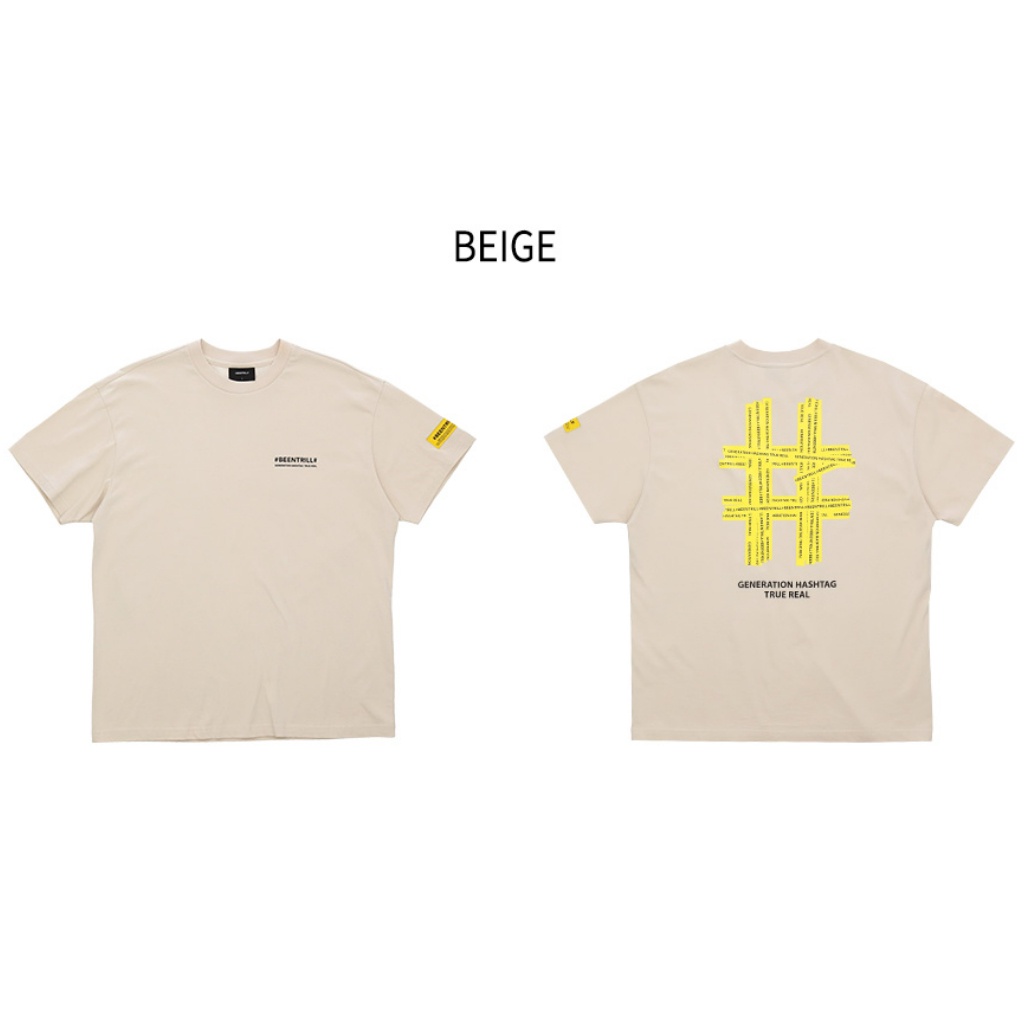 BEENTRILL ■Gold Hashtag Oversized Fit T-Shirt■送料込 Beentrill Gold Taping Hashtag Tee Off White | HM8Store