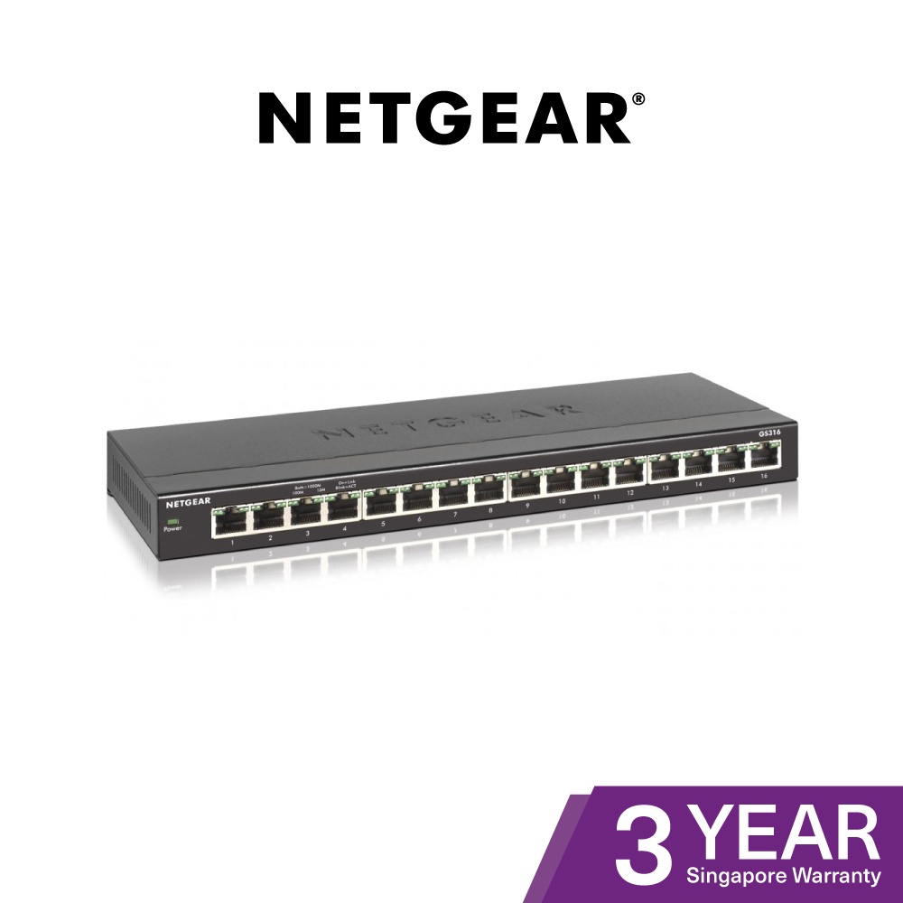 Netgear GS316 16-Port Gigabit Ethernet Unmanaged Switch