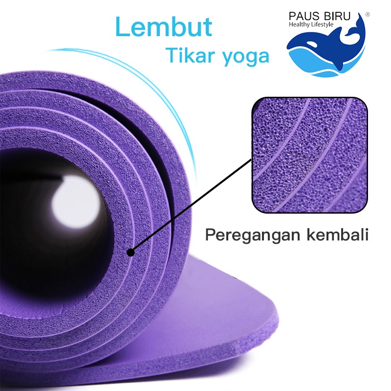 Paus Biru - Yoga Mat Paus Biru / Sport & Pilates Mat / Gym Mat 8mm Nbr Matras Olahraga Yoga Mat NBR Matras Olahraga Matras Yoga Anti Slip Karpet Olahraga Tebal 8/10mm - Gambar 4