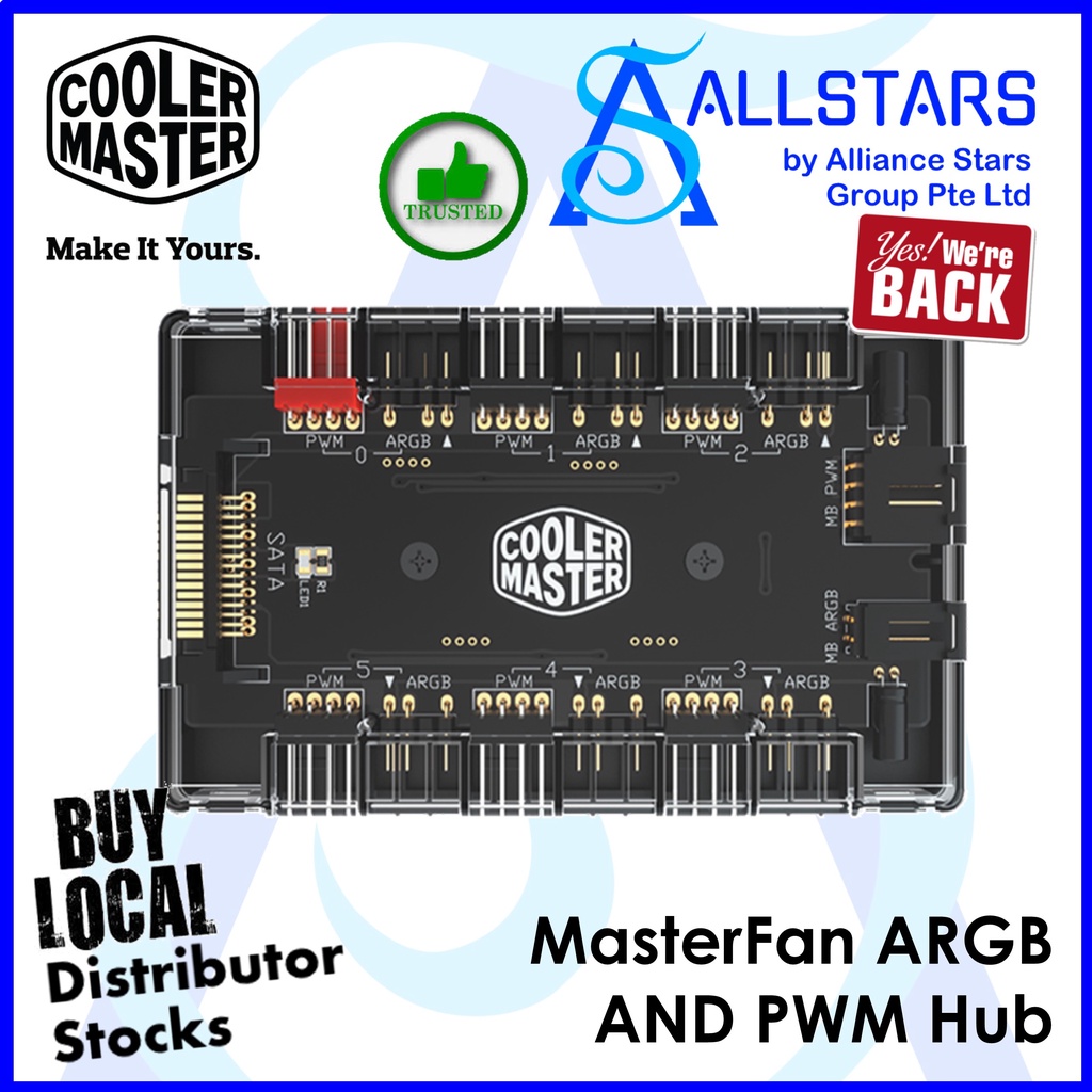 M / Cooler Master MasterFan ARGB And PWM Hub / 6 Ports For ARGB ...