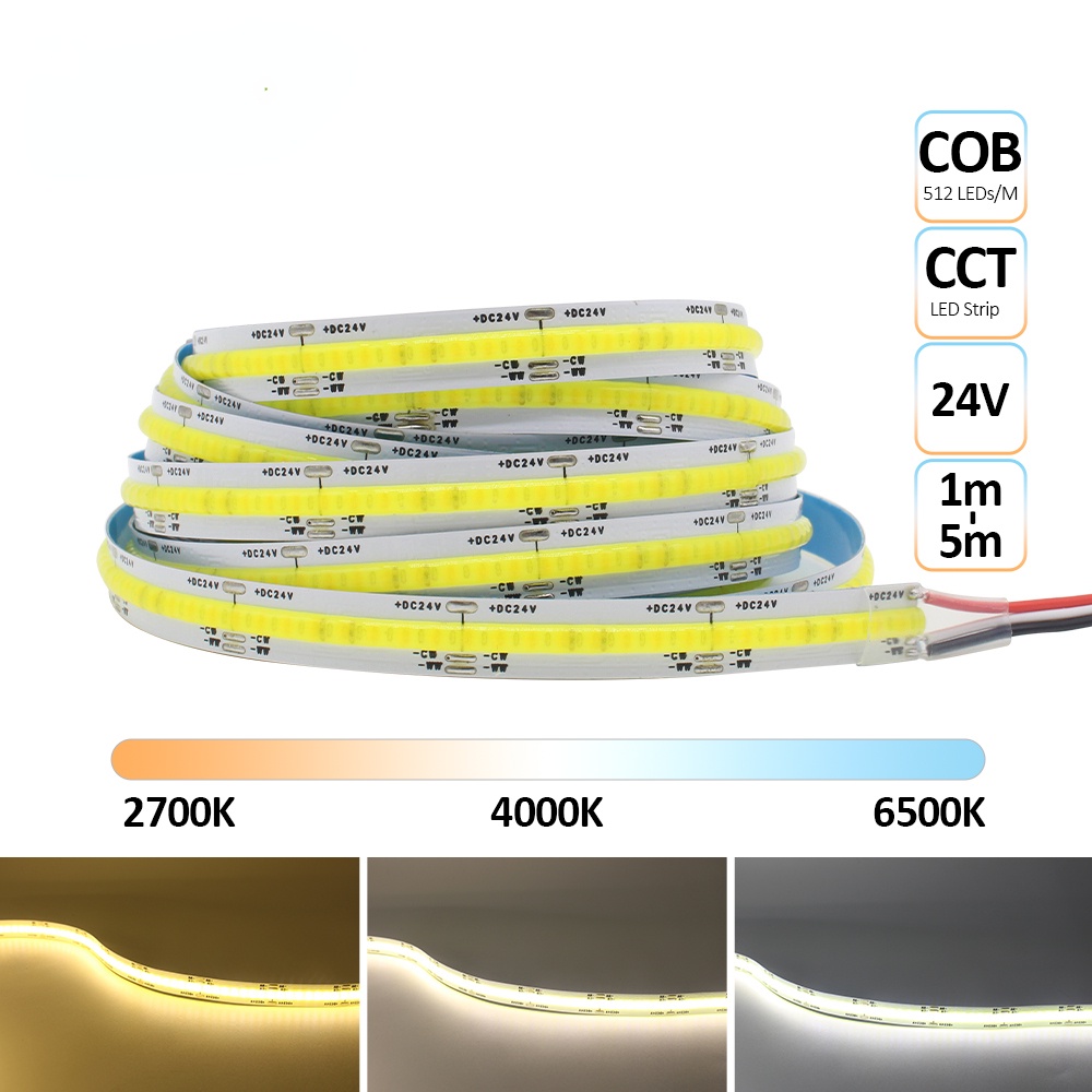 FCOB CCT LED Light Strip 512 LEDs High Density Flexible FOB COB 10mm ...