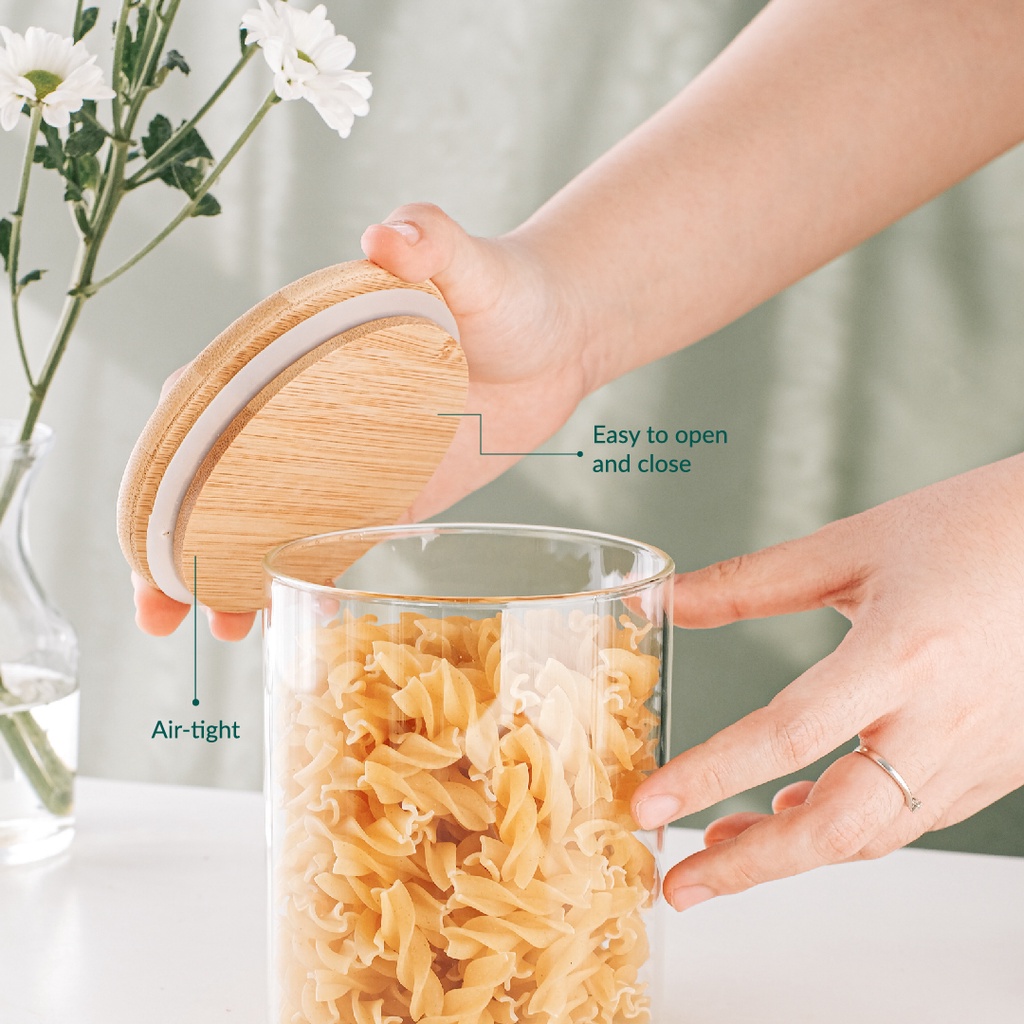 Toples Kaca Bulat Storage Jar Borosilicate Kedap Udara ( dia 10 cm ) - Gambar 3