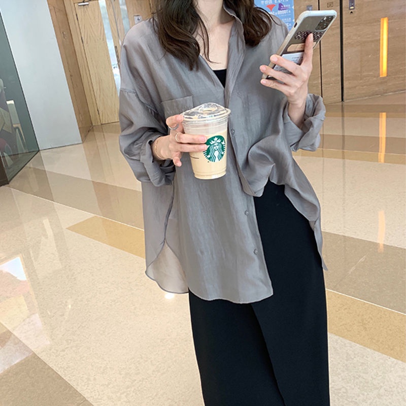 Women's Sunscreen Clothing Loose Cardigan Top Gentle Micro-Transparent Blouse