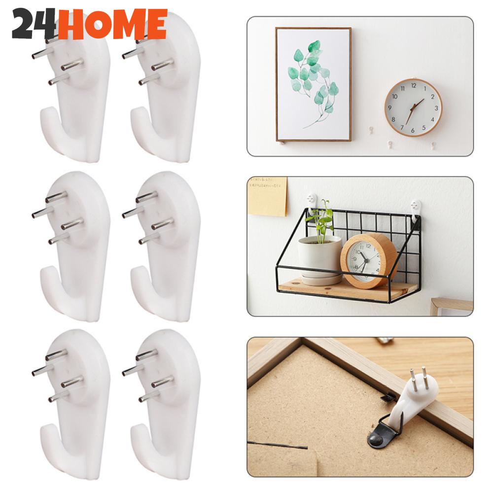 24HOME 20pcs set Photo Frame Hanging Hooks White Painting Hook Plastic Invisible Wall Hooks Mount Photo Picture Nail Hook O7S3