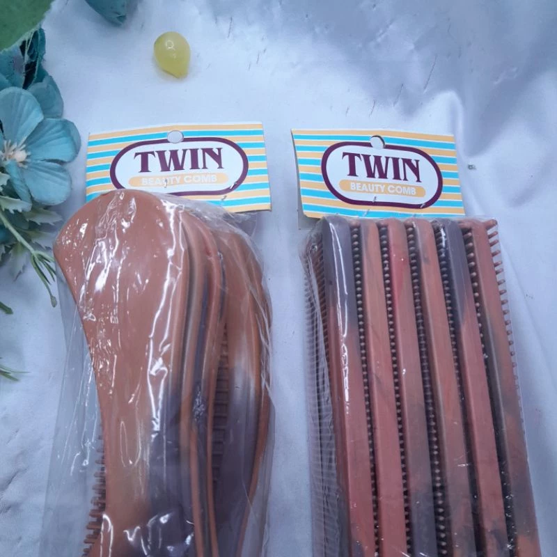 Sisir Rambut Isi 12pcs Sisir Corak Cokelat Twin Panjang 22Cm Comb - Gambar 3