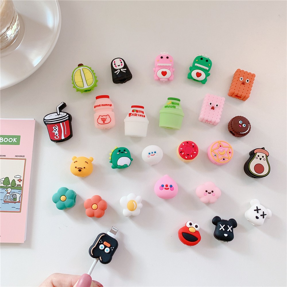 Cartoon Bite Wire Protector Data Protection Phone USB Charger Cable 26 Types
