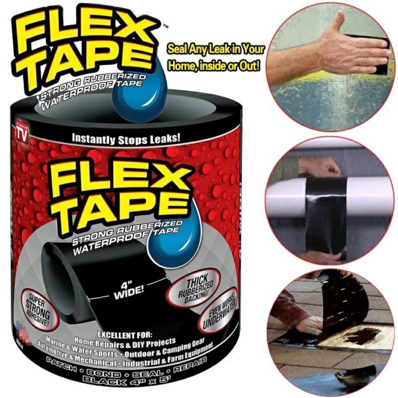 HITAM Flex Tape LeakProof Duct Tape Strong Black Insulation Shopee