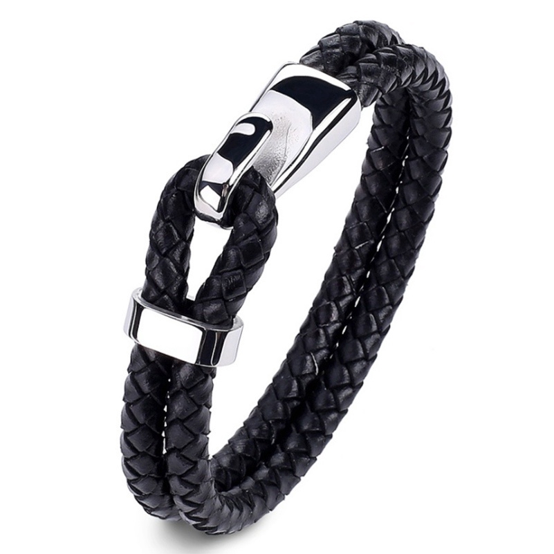 Mens leather deals hook bracelet