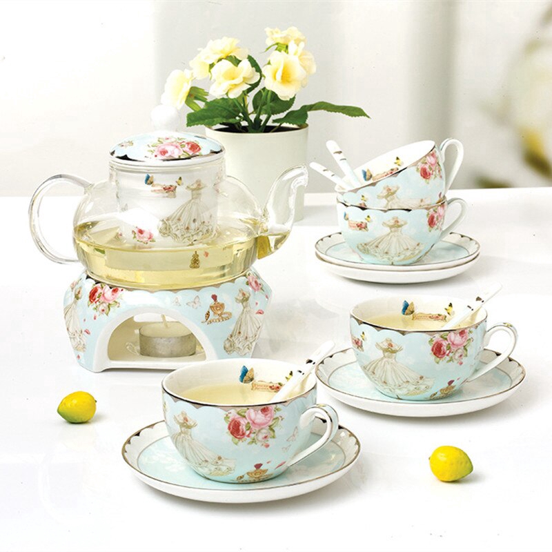 Romantic Household Flower Tea Teaware Coffee Set Heatable Tea