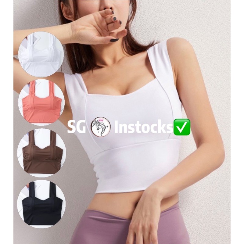 (SG SELLER INSTOCKS)LADIES KOREAN STYLE PADDED SLEEVELESS TOP FOR SPORTS/WORKOUT/YOGA OR CASUAL BUSTIER STYLE WEAR