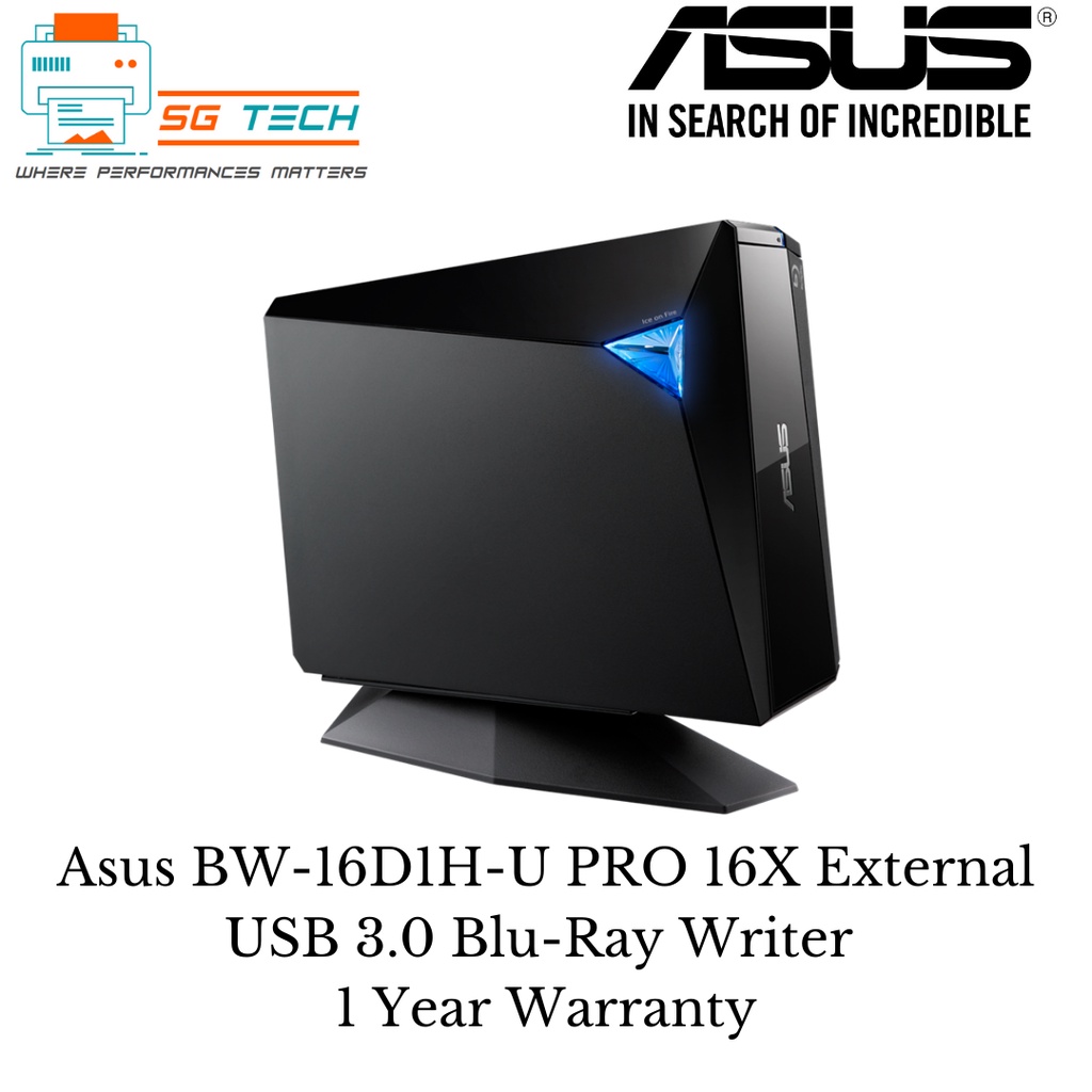 Asus BW16D1HU PRO 16X External USB 3.0 BluRay Writer 1 Year Warranty