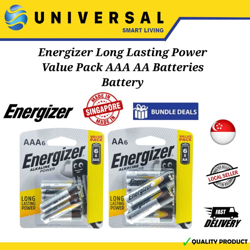 [SG SHOP SELLER] Energizer AA / AAA Alkaline Batteries 6 Battery Pack / Value Pack Shopee