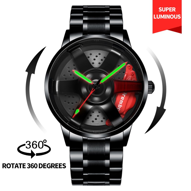 NEKTOM Original Watch Men s Car Wheel Watch Luminous Watch Rotating Watch Men s Waterproof Rim Watch Wheel Watch Boys Quartz Watch