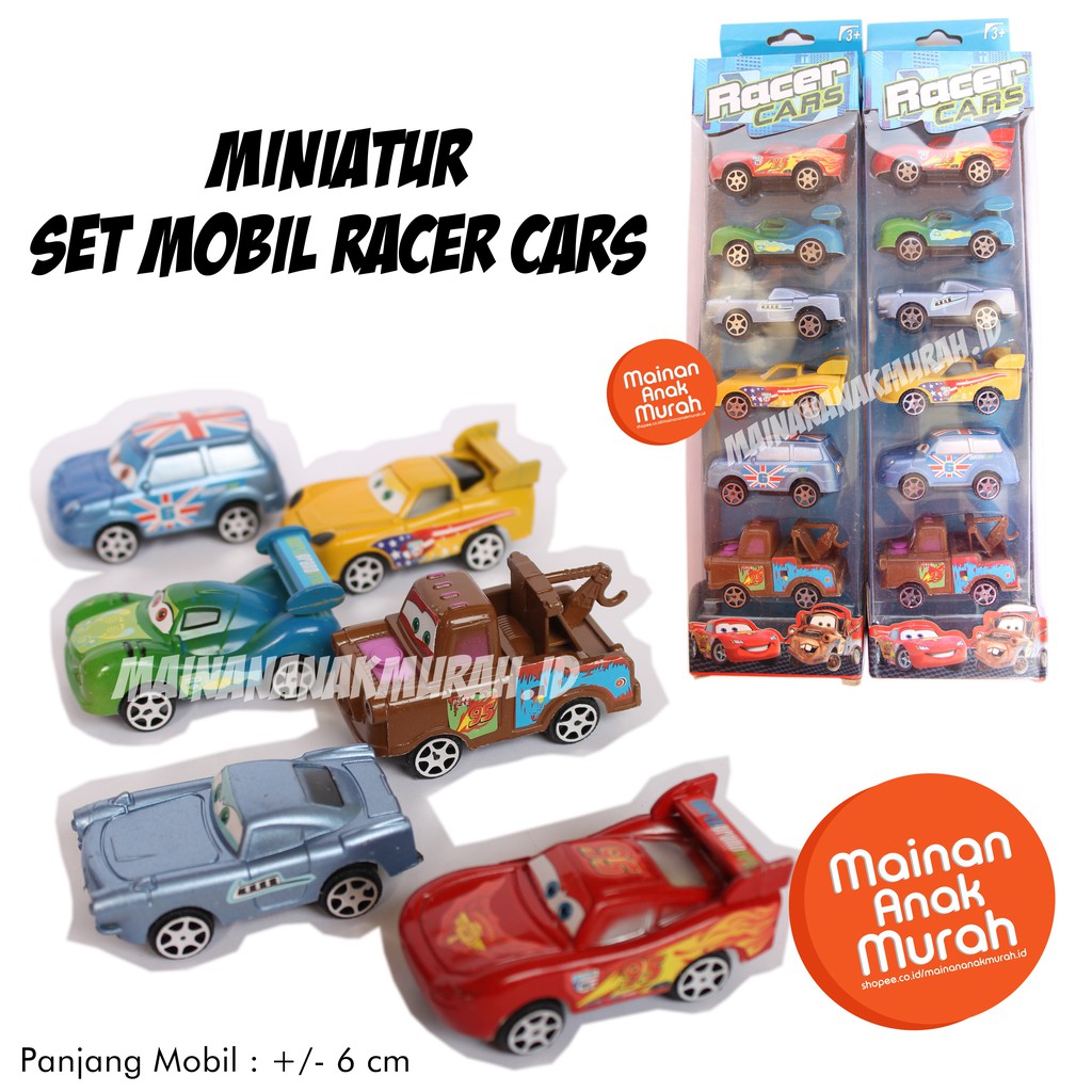 Racer Cars Lightning McQueen Super Racing Pull Back Plastic Toy Set, 6 ...