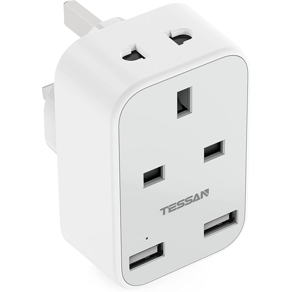 TESSAN 2 Pin to 3 Pin Power Socket Plug Adaptor, Multi USB Plug ...