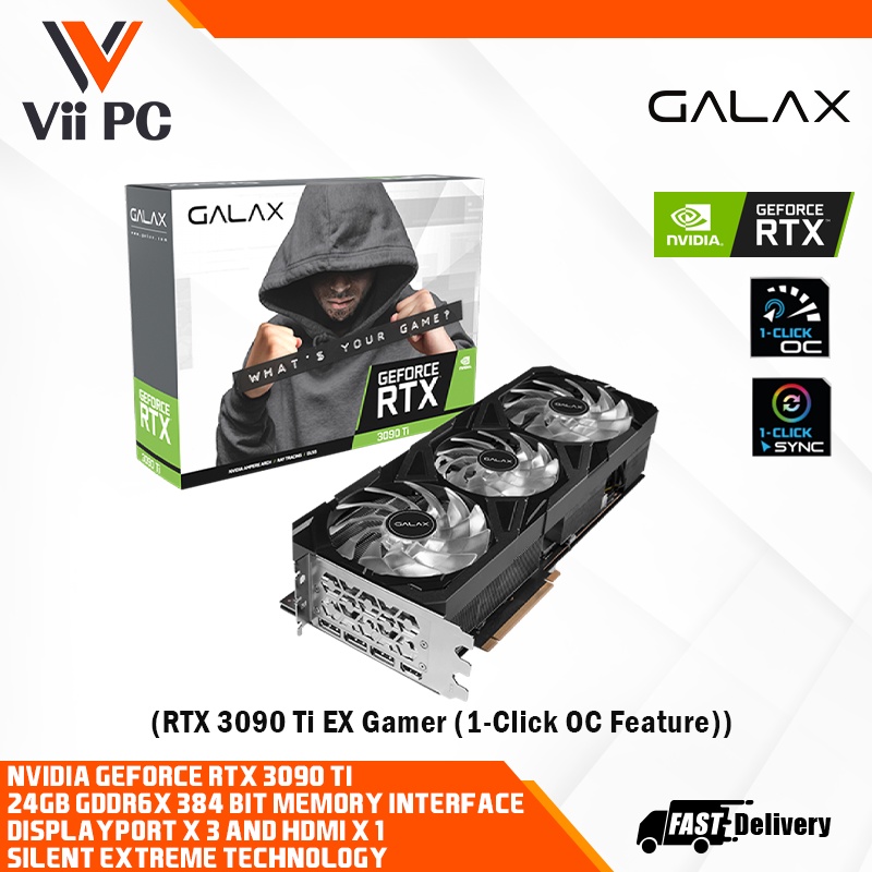 Galax RTX 3090 Ti/3090Ti EX Gamer (1 Click OC) 24GB GDDR6X, 384-bit, DP ...