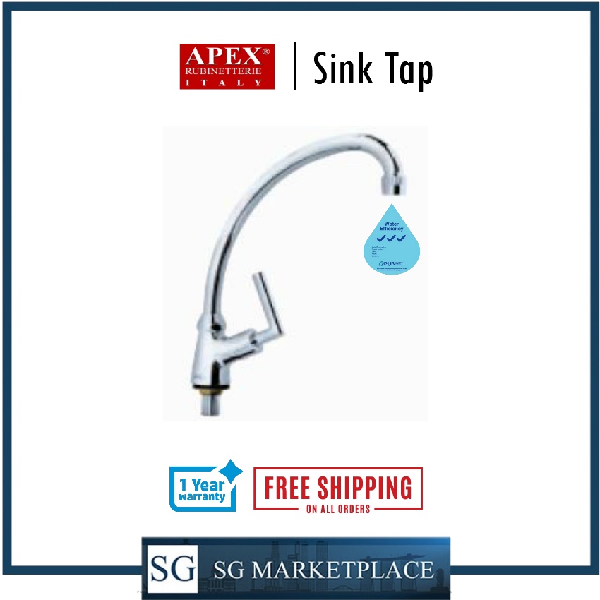 Apex Sink Tap with Swivel 'G' Spout and Lever Handle T2011A Brass