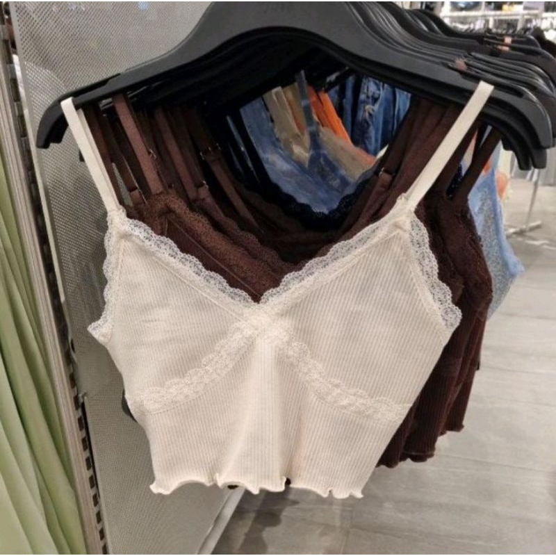 H&m ribbed tank top (white-cream) | Shopee Singapore